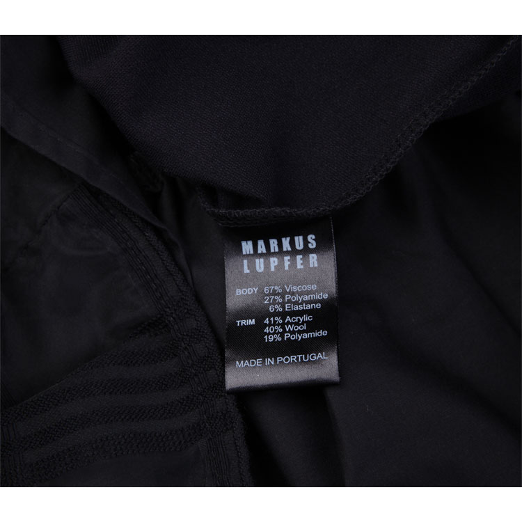 MARKUS LUPFER/马库斯·卢普伐黑色混合材质拼接女士短袖连衣裙,DR775 XS