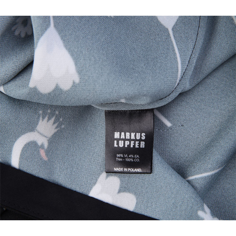 MARKUS LUPFER/马库斯·卢普伐黑色混合材质天鹅图案女士衬衫短袖上衣,TP914 XS