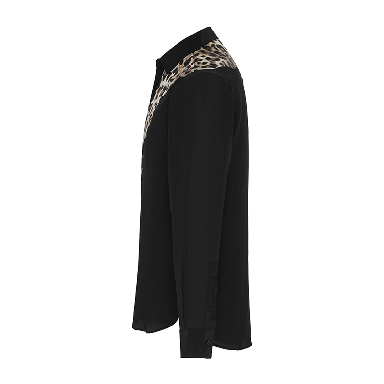 Yves saint Laurent/圣罗兰 男士豹纹图案皮杰桑蚕丝休闲衬衫 356121 男士长袖衬衫
