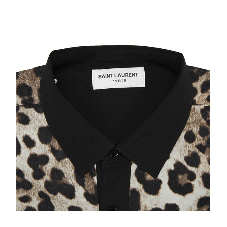 Yves saint Laurent/圣罗兰 男士豹纹图案皮杰桑蚕丝休闲衬衫 356121 男士长袖衬衫
