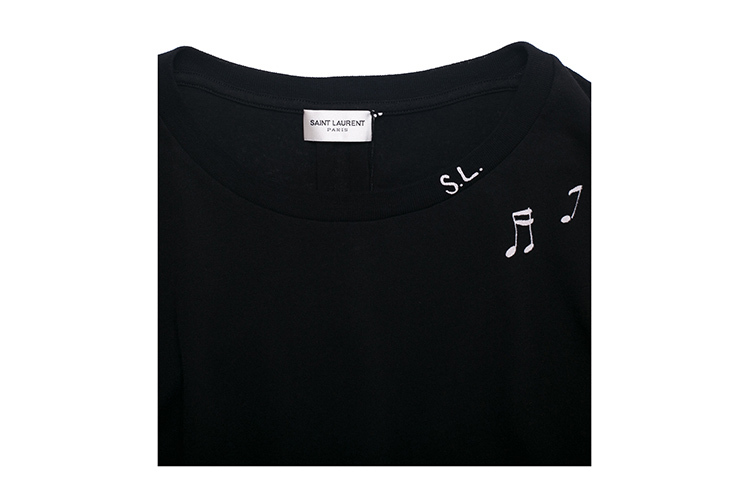 Yves saint Laurent/圣罗兰 纯棉圆领短袖音符袖潮牌男士T恤 YV1620931599 439315