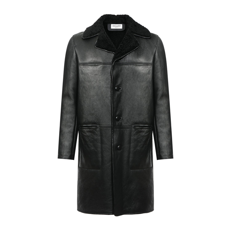Yves saint Laurent/圣罗兰 黑色皮质 男士外套 398019-Y5MZ1-1000