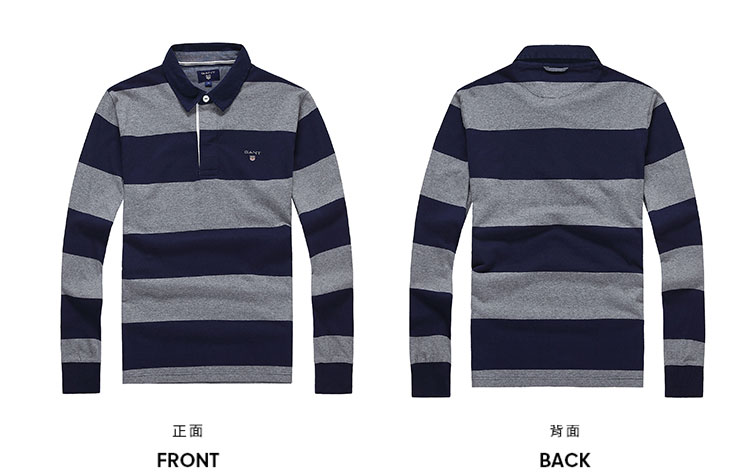 GANT/甘特 男士T恤条纹长袖POLO领T恤 235501