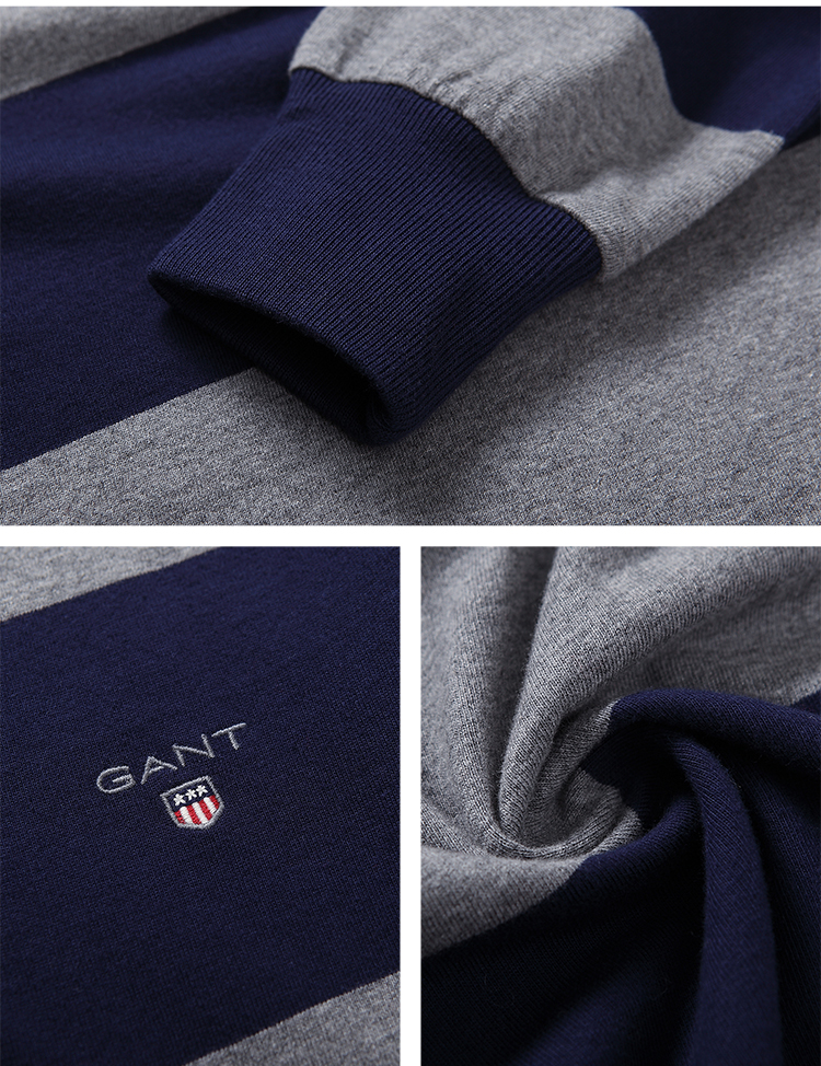 GANT/甘特 男士T恤条纹长袖POLO领T恤 235501