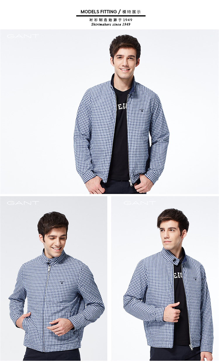GANT/甘特 男士外套休闲格子立领夹克外套 70187