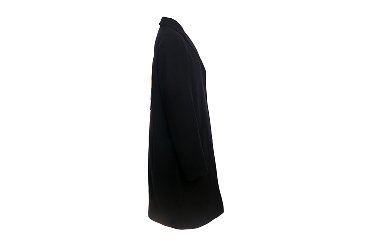 MSGM/MSGM 黑色翻领长款猫咪图案外套女士大衣 MG2630402599 2141MDC25Y