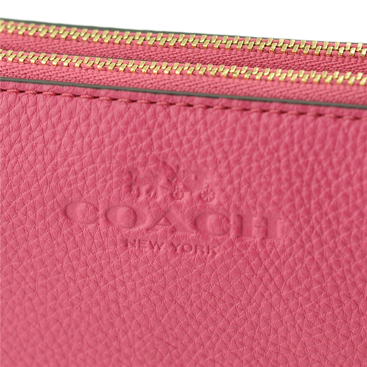 COACH/蔻驰*玫红色女士双拉链牛皮手拿包F64130