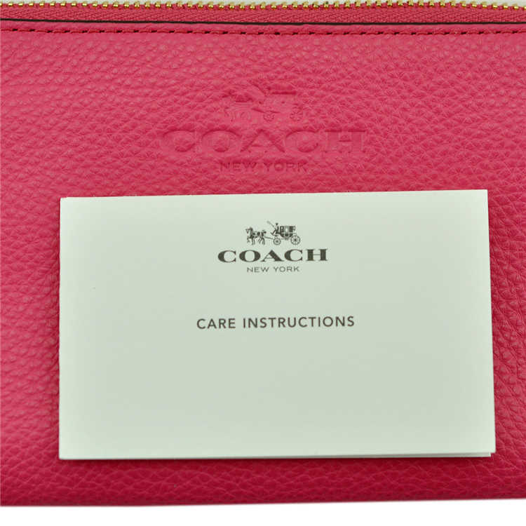 COACH/蔻驰*玫红色女士双拉链牛皮手拿包F64130