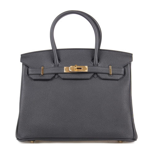 HERMES/爱马仕 Birkin30 黑色togo牛皮女士金扣手提包