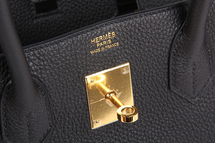 HERMES/爱马仕 Birkin30 黑色togo牛皮女士金扣手提包