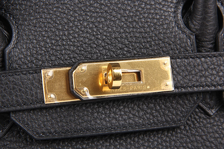 HERMES/爱马仕 Birkin30 黑色togo牛皮女士金扣手提包