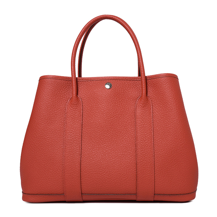 HERMES(爱马仕) 砖红色皮质手提包garden party