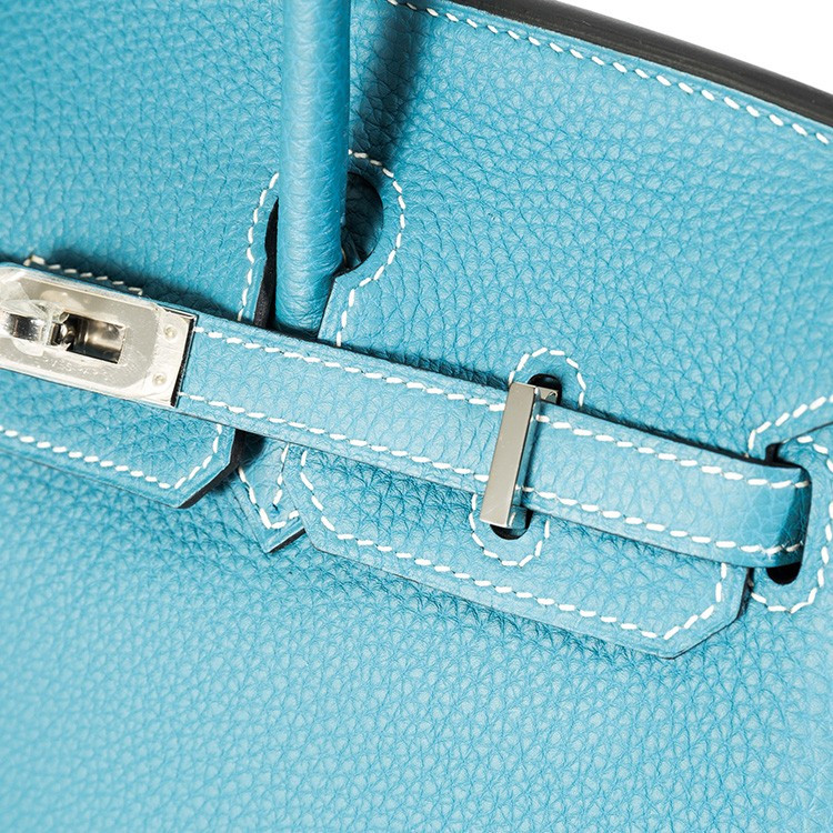 HERMES/爱马仕女士 全新牛皮材质牛仔蓝手提包