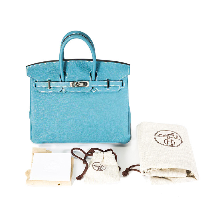 HERMES/爱马仕女士 全新牛皮材质牛仔蓝手提包