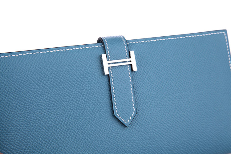 HERMES(爱马仕) 牛仔蓝皮质长款钱夹