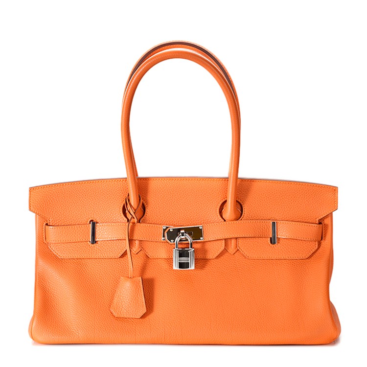 HERMES/爱马仕 女士brikin银扣牛皮手提包ML