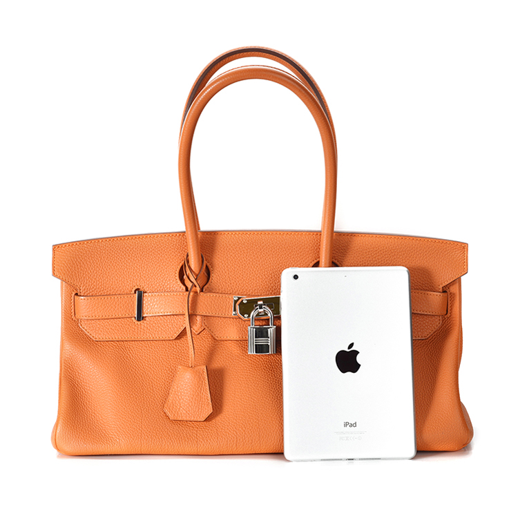 HERMES/爱马仕 女士brikin银扣牛皮手提包ML