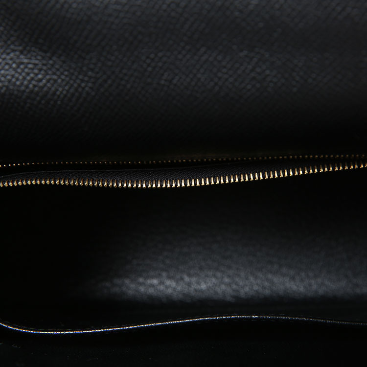 HERMES(爱马仕) 黑色皮质金扣外缝两用包Kelly25