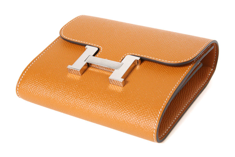 HERMES(爱马仕) 金色皮质银扣短款钱夹 constance