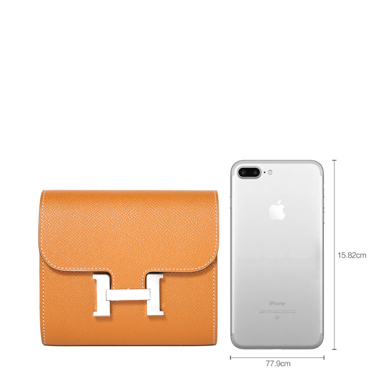 HERMES(爱马仕) 金色皮质银扣短款钱夹 constance