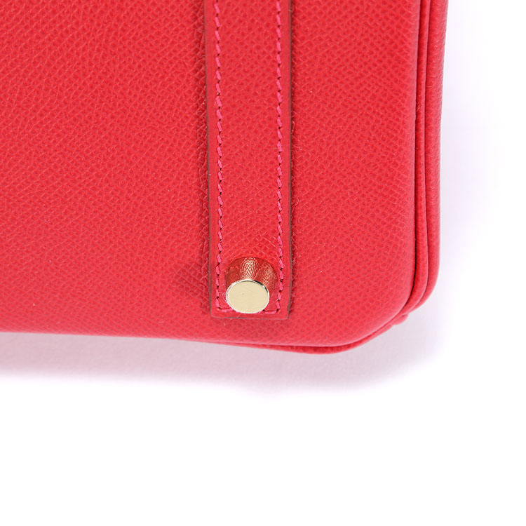HERMES(爱马仕) Birkin30红色皮质金扣手提包