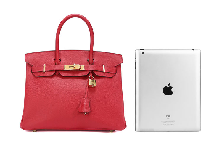 HERMES(爱马仕) Birkin30红色皮质金扣手提包
