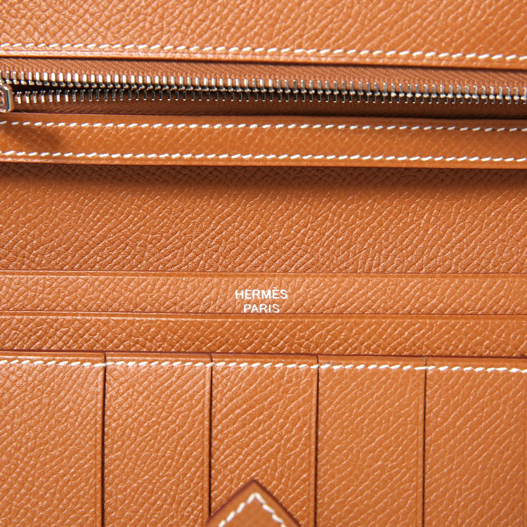 HERMES(爱马仕) 37金色皮质H扣长款钱夹
