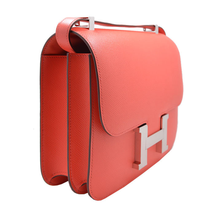 HERMES/爱马仕 女士T5粉色牛皮Constance24 单肩包 斜挎包