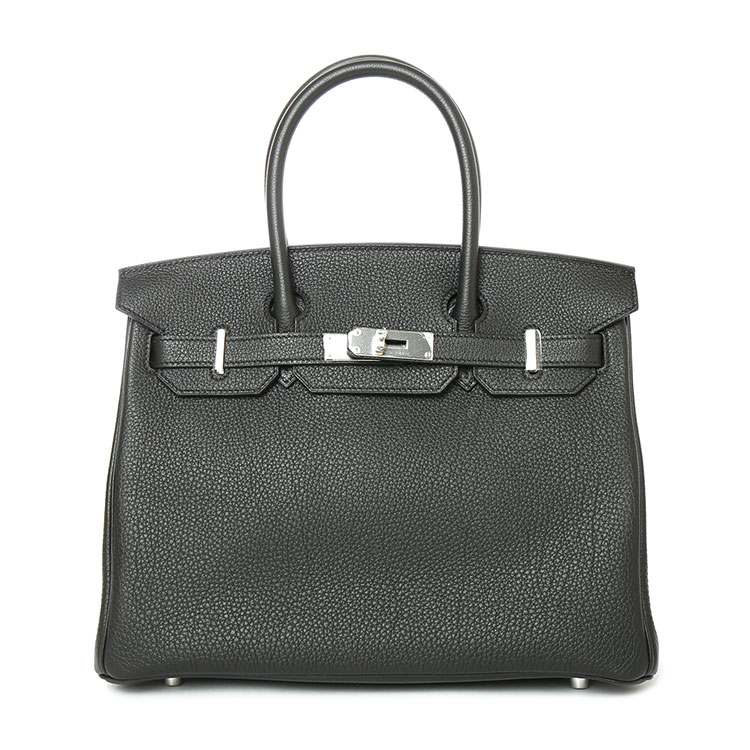 HERMES(爱马仕) 黑色皮质银扣手提包Birkin30