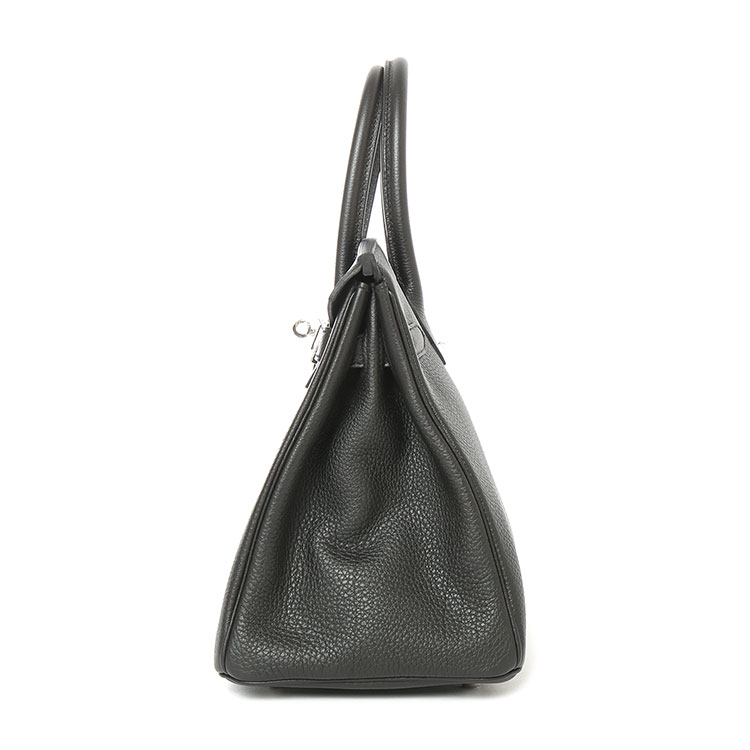 HERMES(爱马仕) 黑色皮质银扣手提包Birkin30