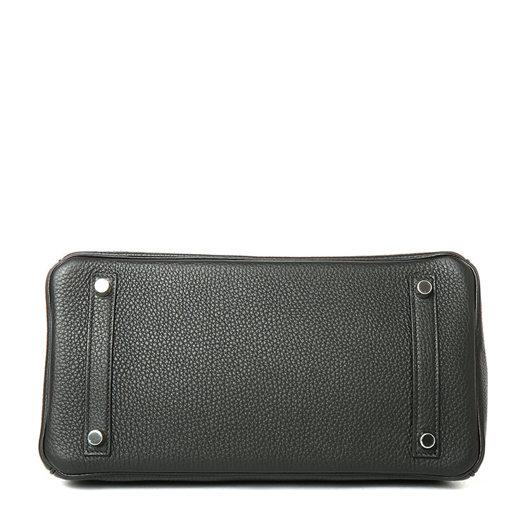 HERMES(爱马仕) 黑色皮质银扣手提包Birkin30
