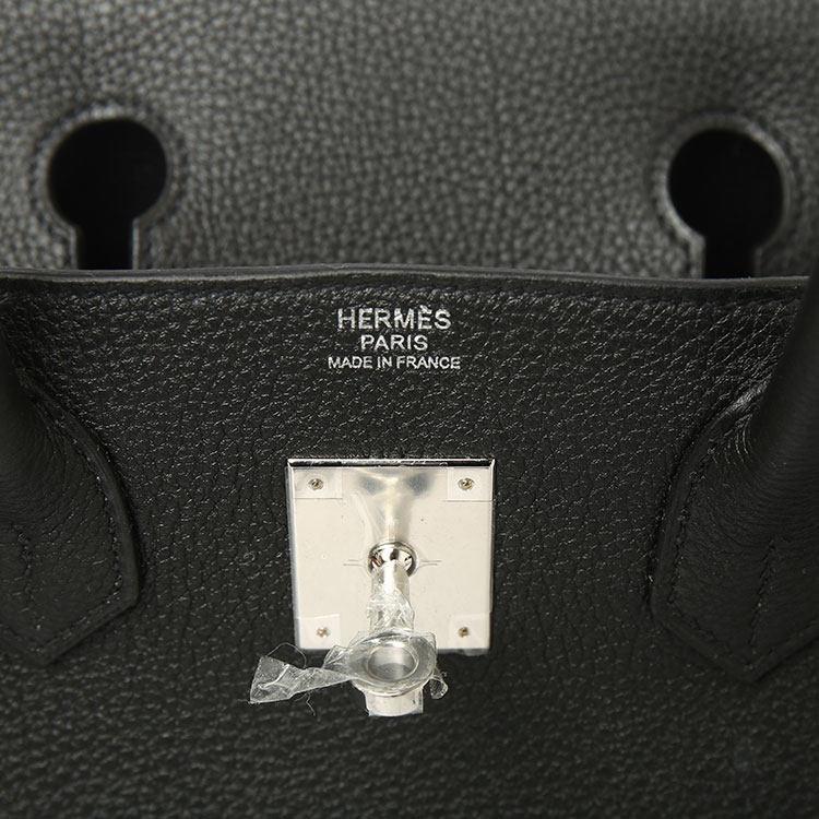 HERMES(爱马仕) 黑色皮质银扣手提包Birkin30