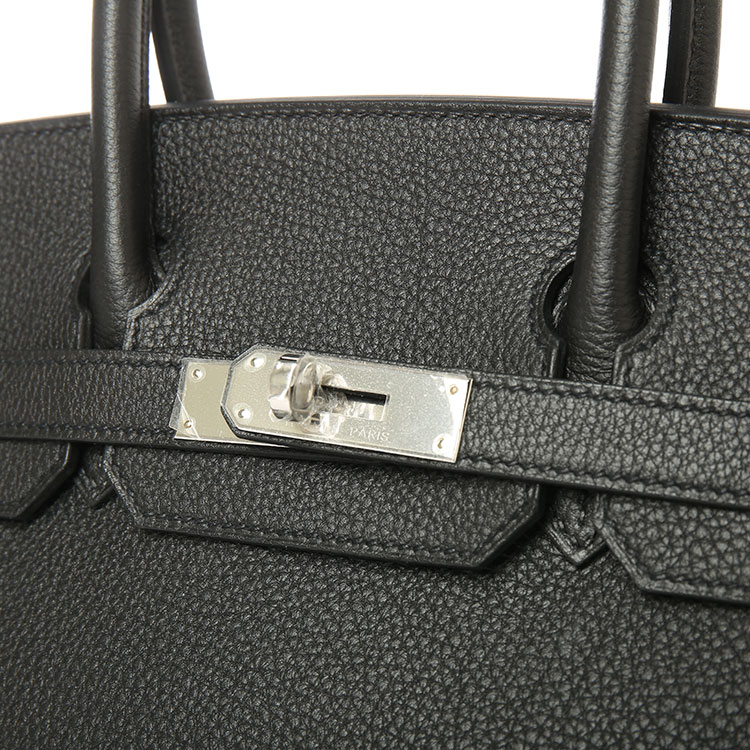 HERMES(爱马仕) 黑色皮质银扣手提包Birkin30