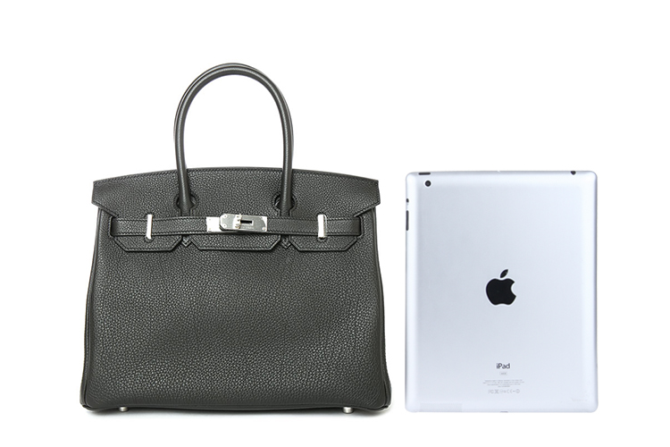 HERMES(爱马仕) 黑色皮质银扣手提包Birkin30