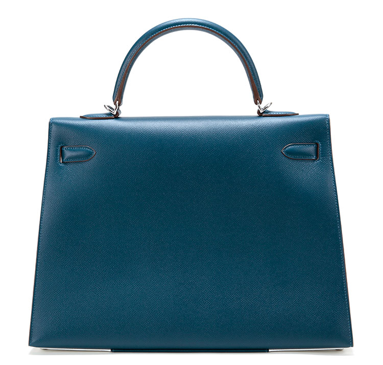 HERMES(爱马仕) 蓝白拼色皮质Kelly 35两用包