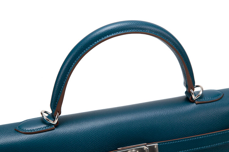 HERMES(爱马仕) 蓝白拼色皮质Kelly 35两用包