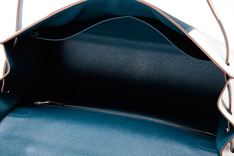 HERMES(爱马仕) 蓝白拼色皮质Kelly 35两用包