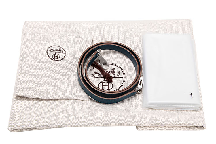 HERMES(爱马仕) 蓝白拼色皮质Kelly 35两用包