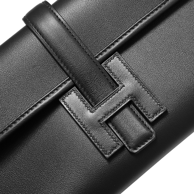 HERMES(爱马仕) 黑色皮质手拿包Jige CH