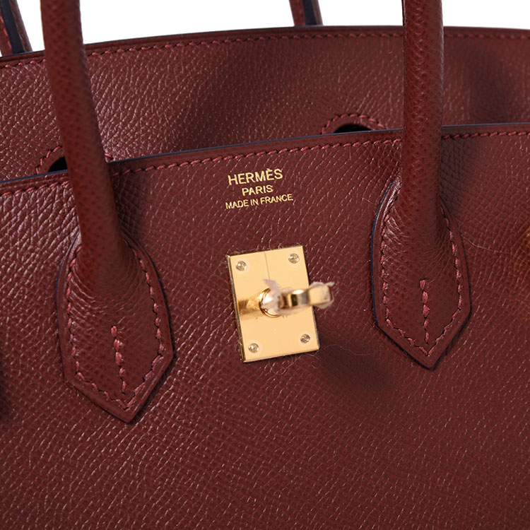 HERMES(爱马仕) 熟褐色皮质手提包birkin25