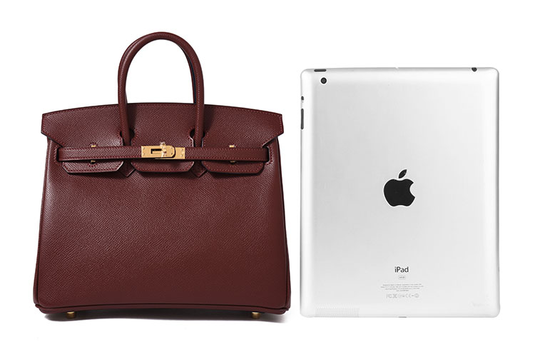 HERMES(爱马仕) 熟褐色皮质手提包birkin25