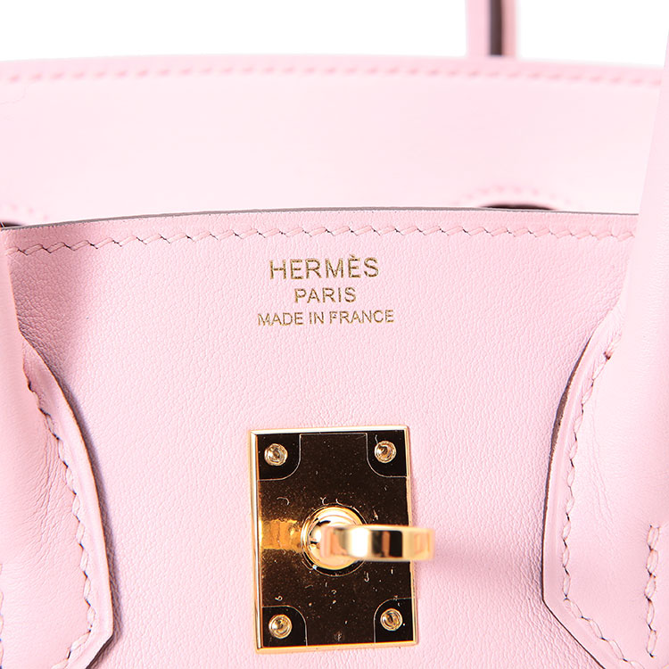 HERMES(爱马仕) Birkin25樱花粉色皮质手提包