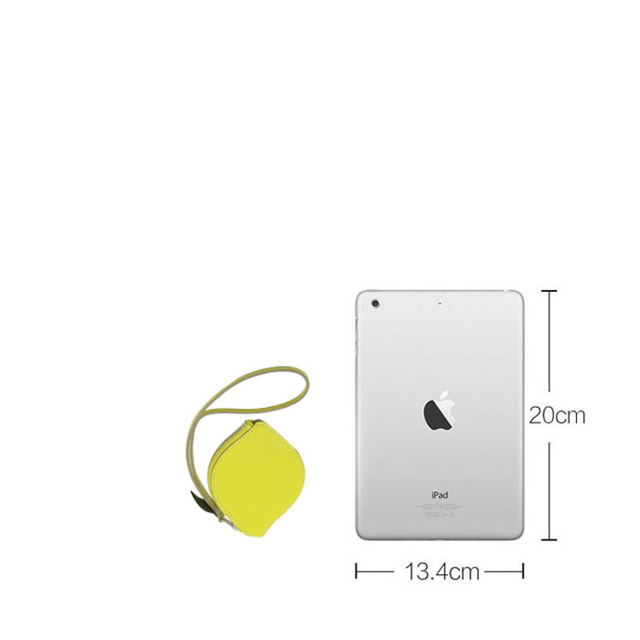 HERMES/爱马仕 女士黄色牛皮柠檬造型零钱包 挂饰 小型皮具