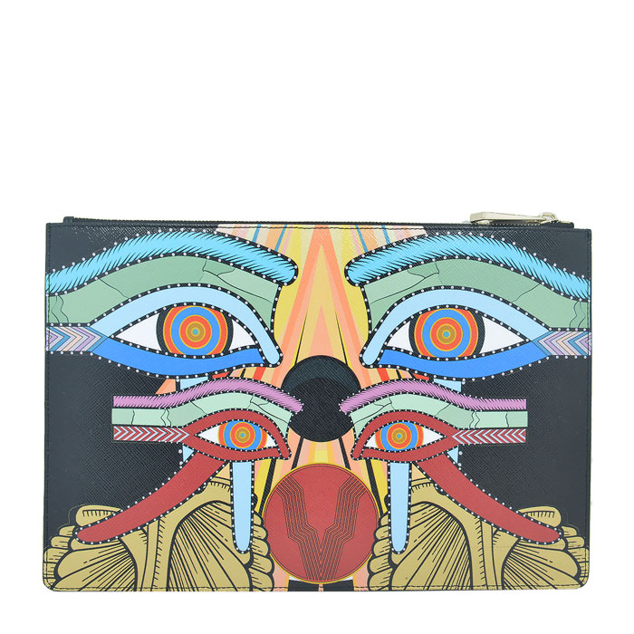 Givenchy/纪梵希 中性款式彩色人脸图案 牛皮手拿包 手包 中号