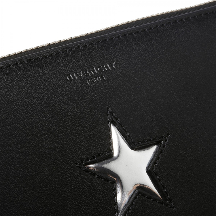 Givenchy/纪梵希 中性款式黑色小牛皮五角星图案长款拉链钱包 BC06276655 008