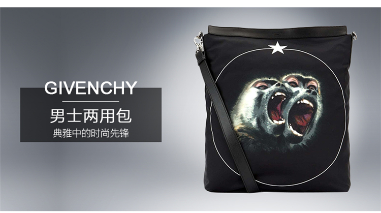 Givenchy/纪梵希 男士PVC黑色猩猩图案手提包/单肩包 BJ05052379 960