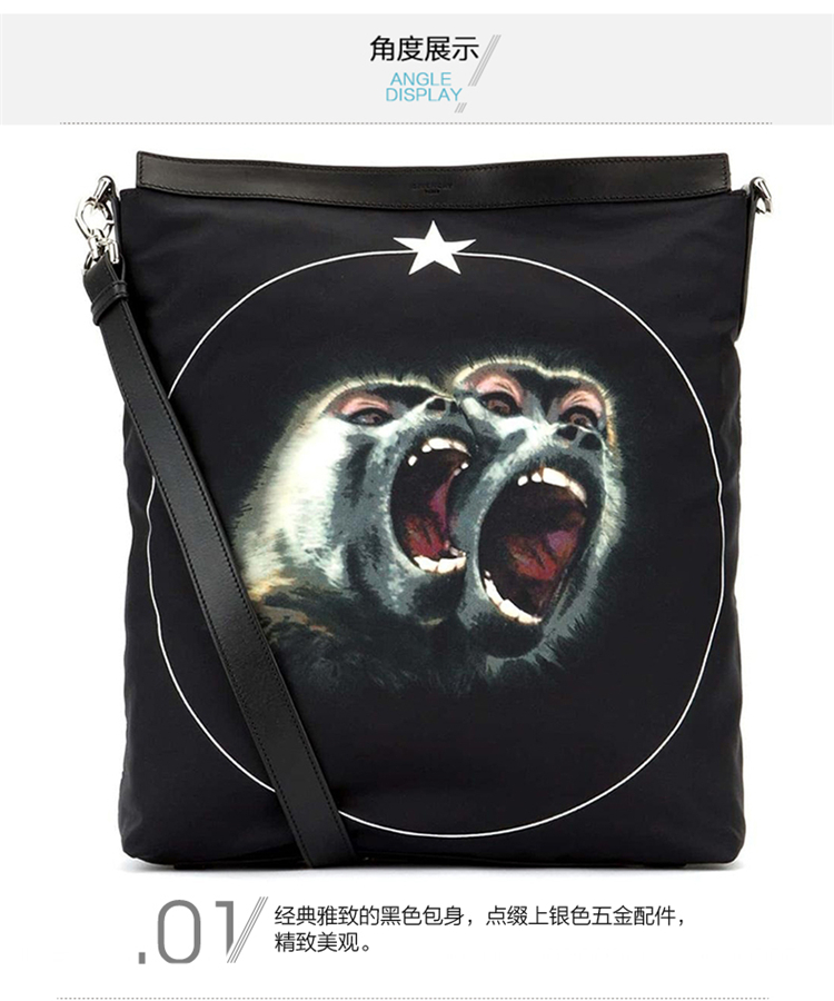 Givenchy/纪梵希 男士PVC黑色猩猩图案手提包/单肩包 BJ05052379 960