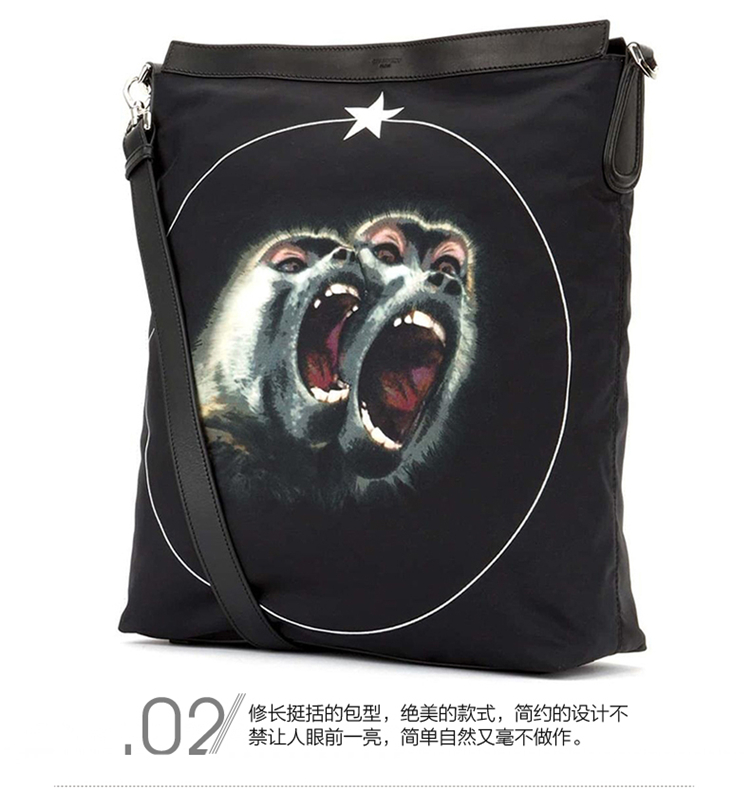 Givenchy/纪梵希 男士PVC黑色猩猩图案手提包/单肩包 BJ05052379 960