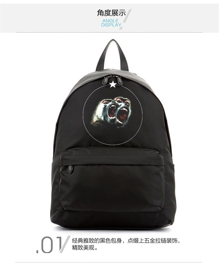 Givenchy/纪梵希 中性款式黑色尼龙猴子印花双肩包 BJ05760444 960