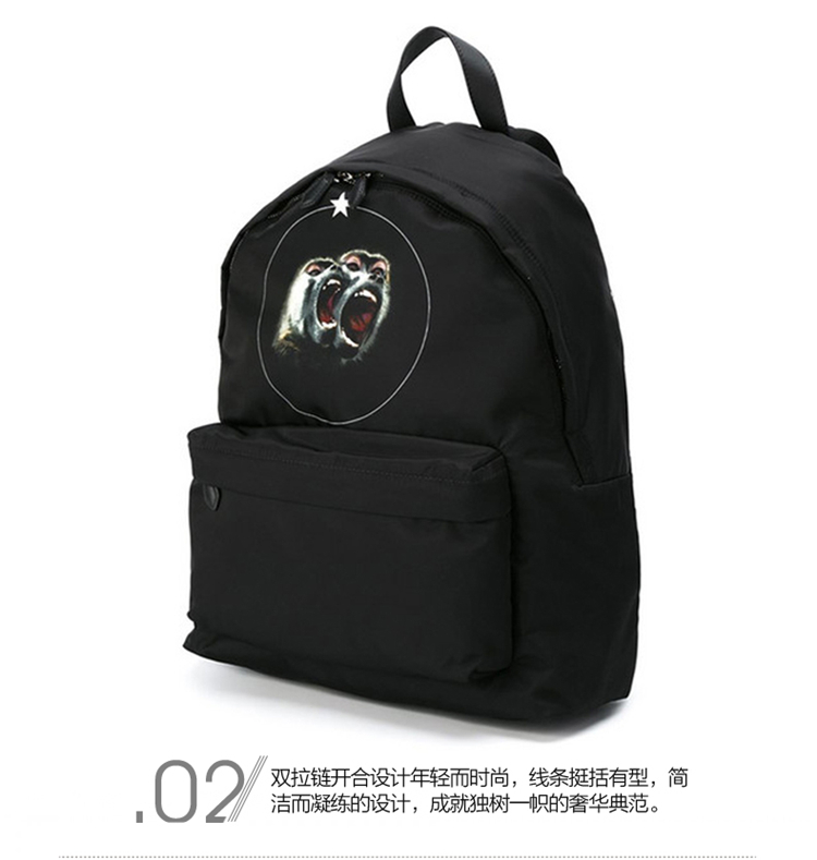 Givenchy/纪梵希 中性款式黑色尼龙猴子印花双肩包 BJ05760444 960